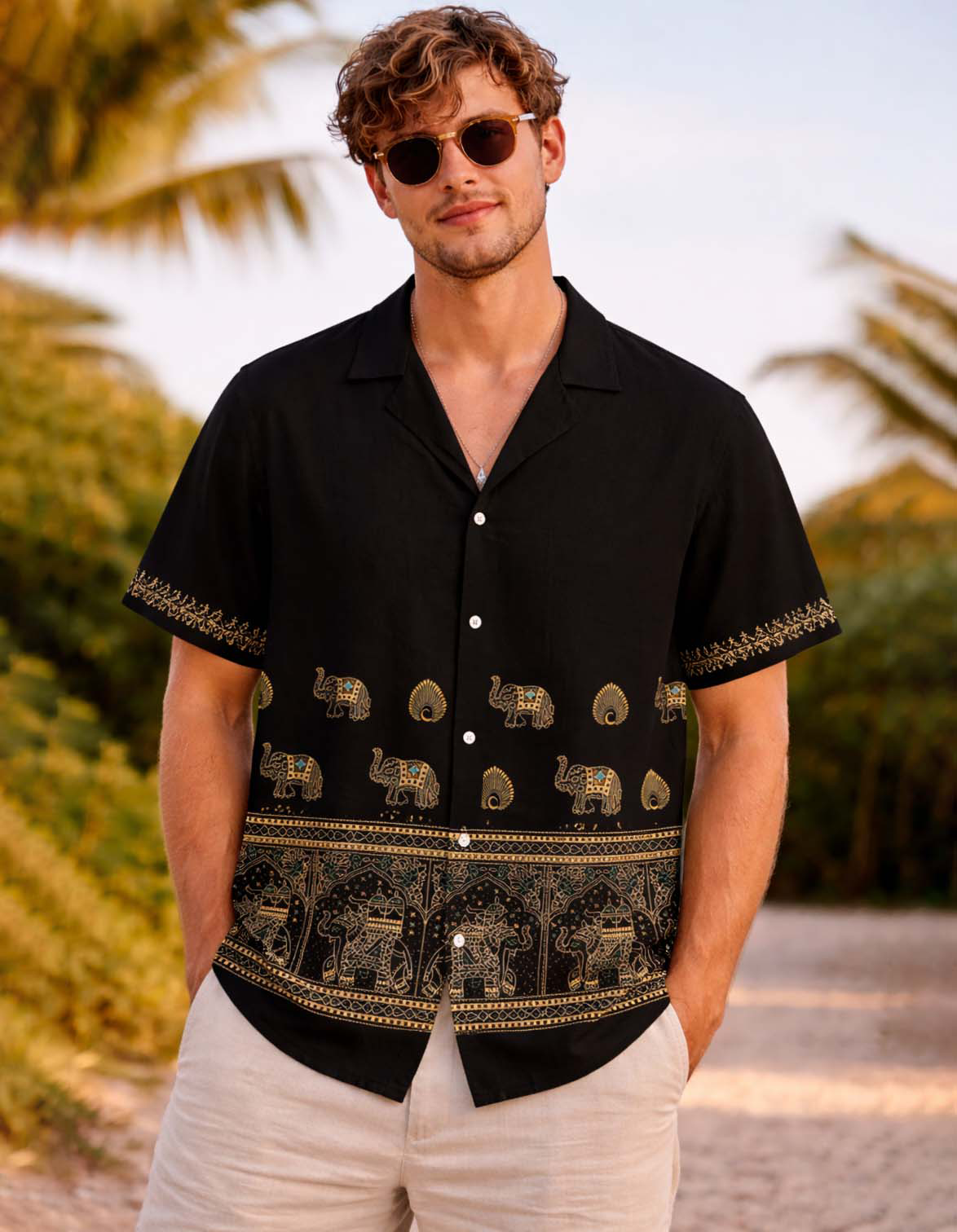 Traditional Elephants Printed Shirt