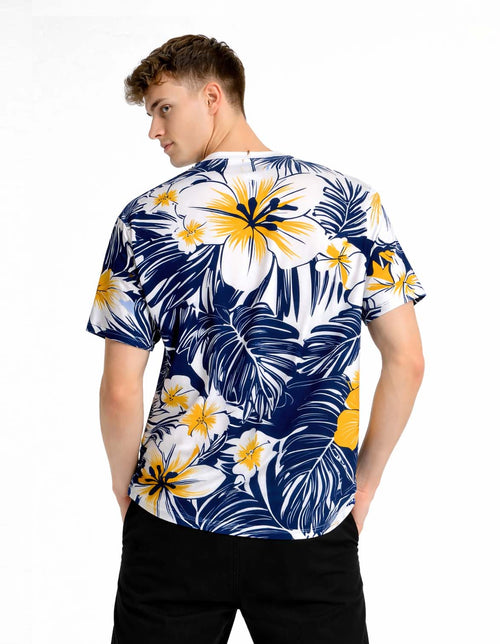 Big Blue Palm Leaf Printed T-Shirt