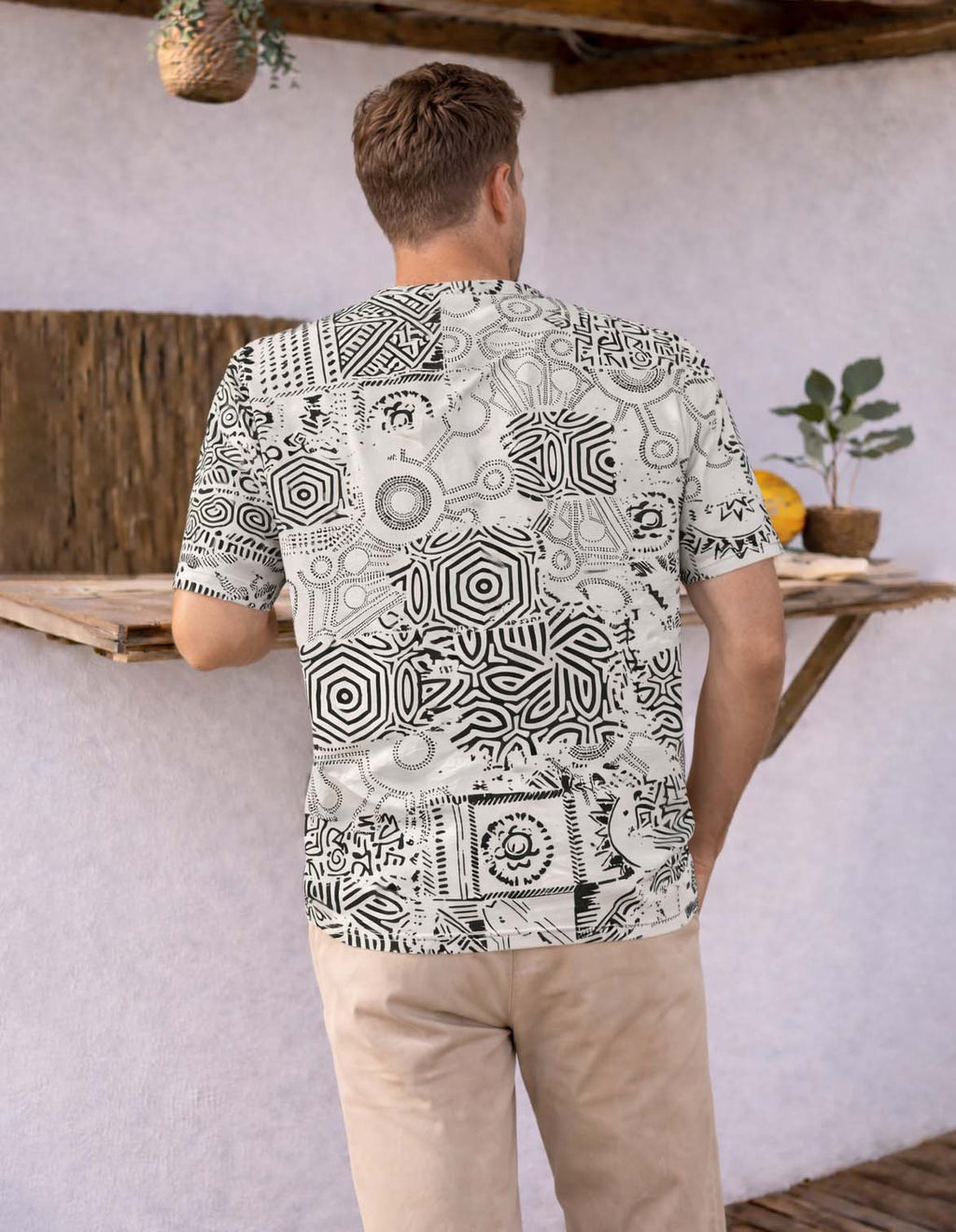 Black White Abstract Printed T-Shirt