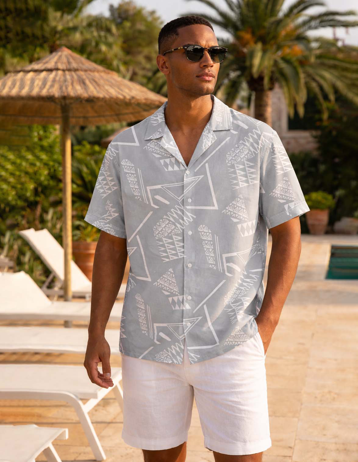 Grey Abstract Print Shirt