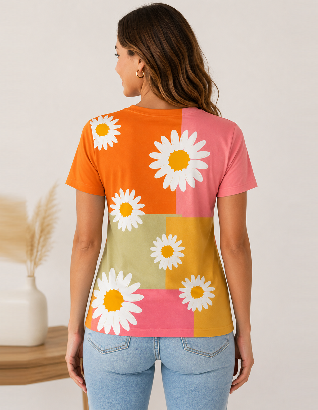 Retro Daisy Print T-Shirt