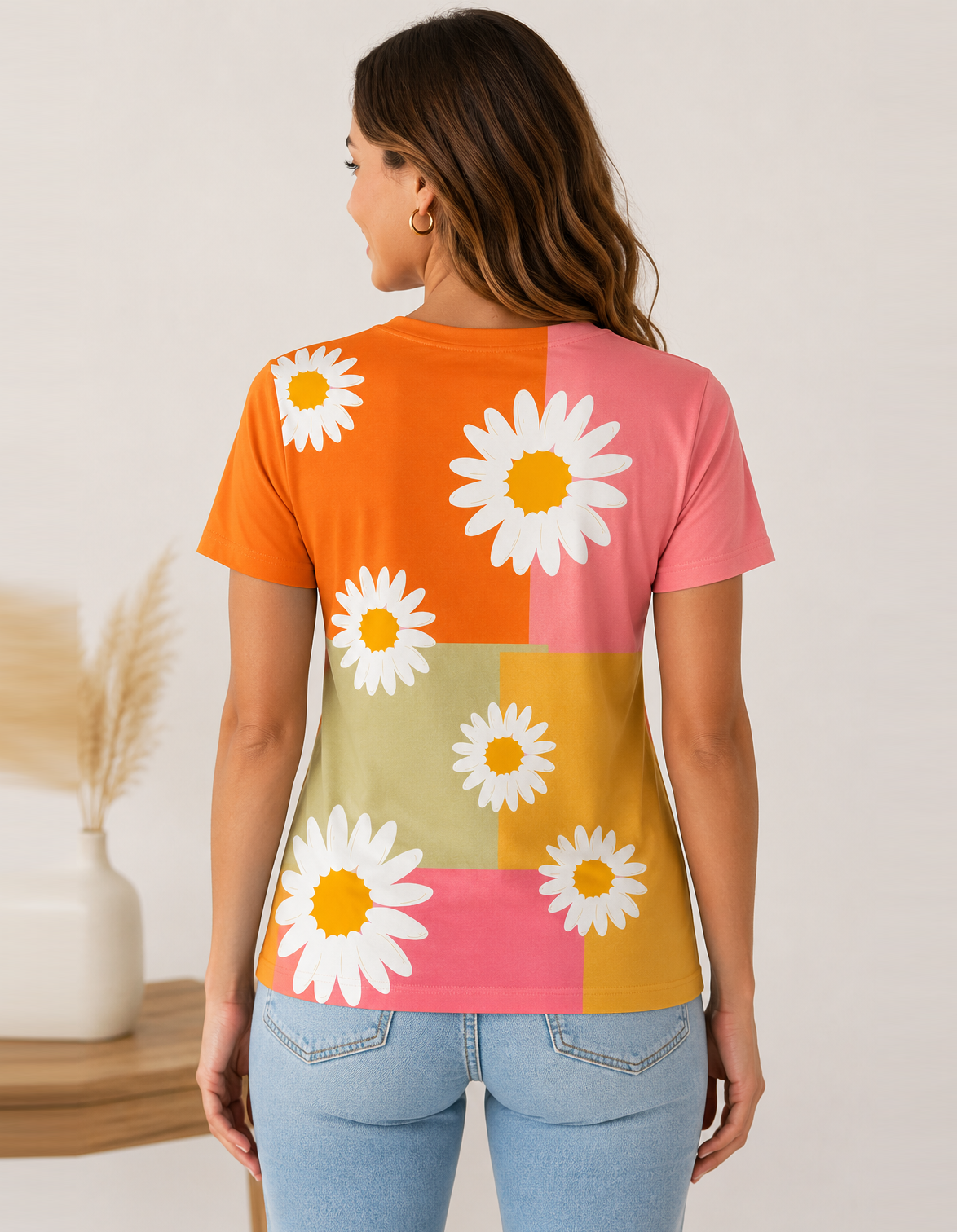 Retro Daisy Print T-Shirt