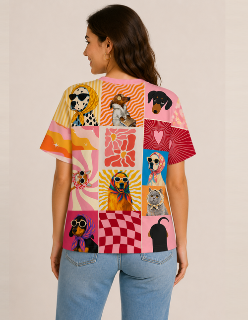 Cute Dog Print T-Shirt