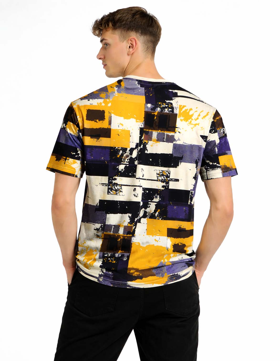 Yellow Abstract Art Printed T-Shirt