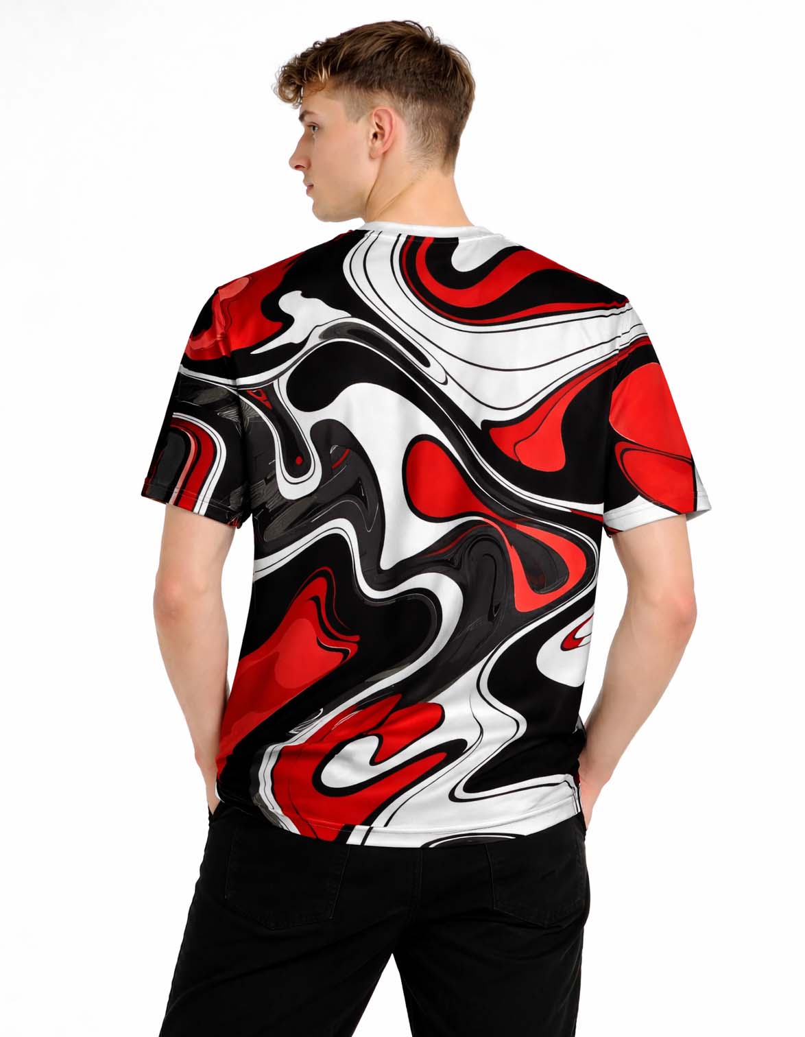 Red Black Paint Art Printed T-Shirt