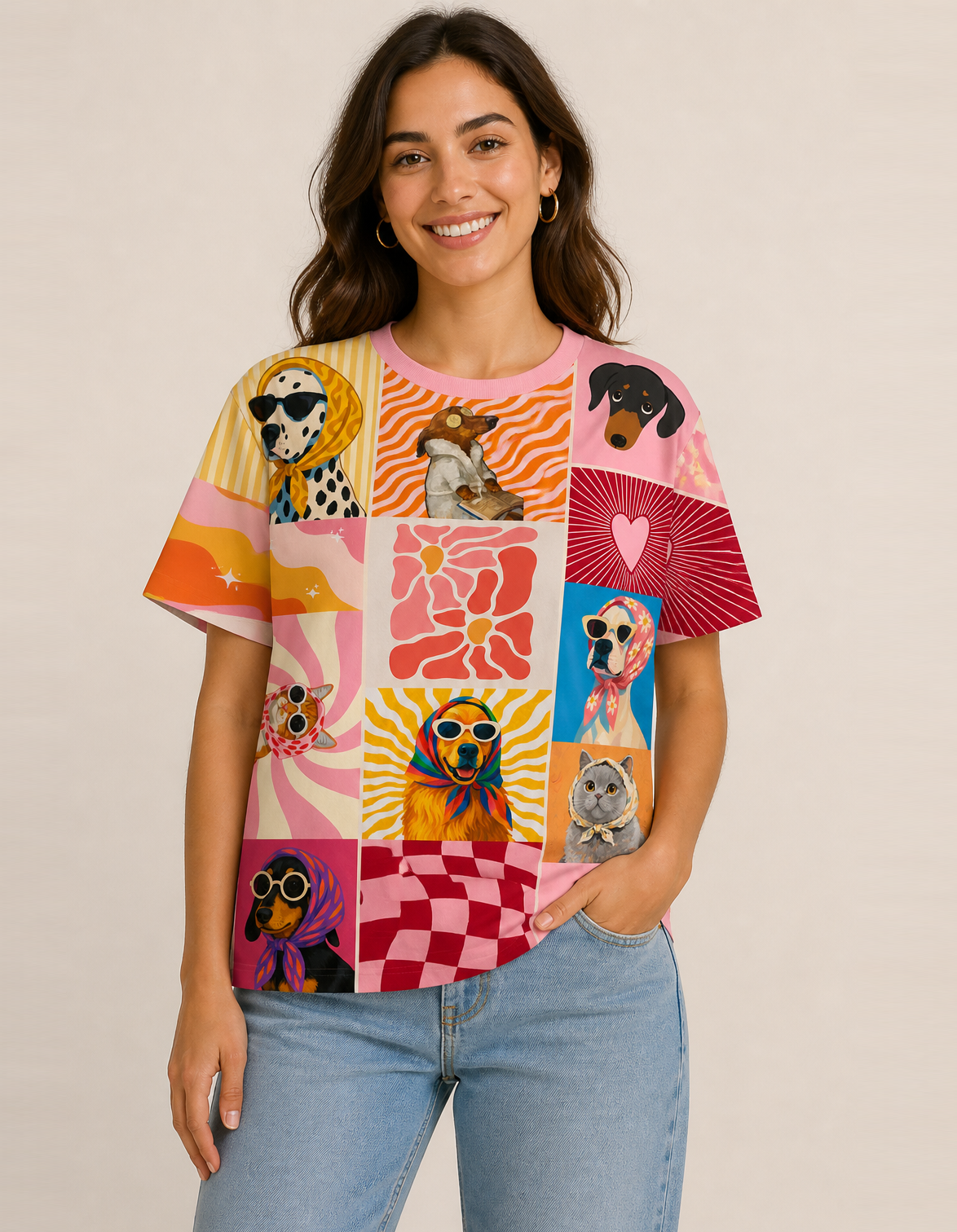Cute Dog Print T-Shirt