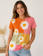 Retro Daisy Print T-Shirt