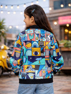 Girl's Printed Bomber Jacket #121
