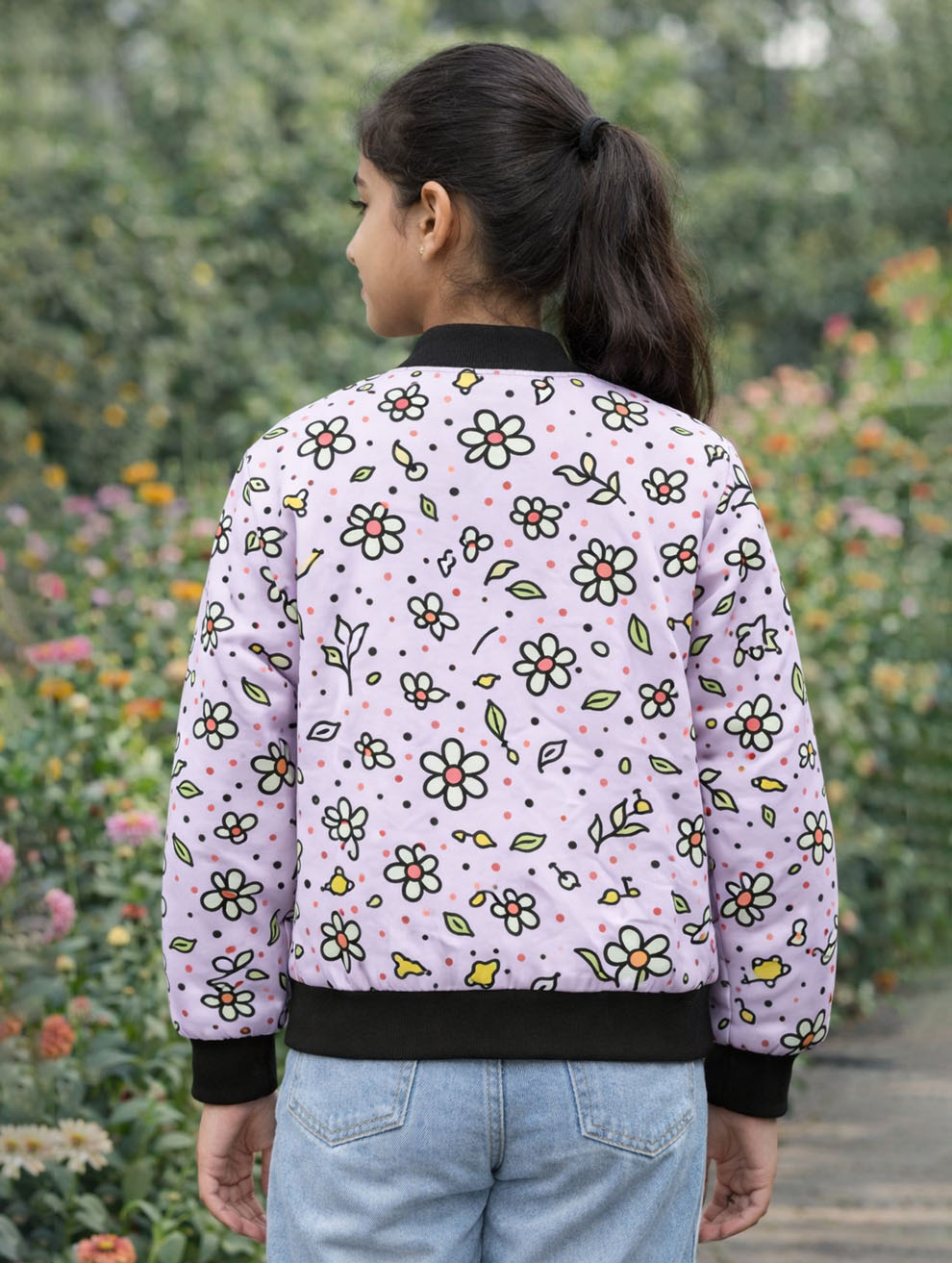 Girl's Printed Bomber Jacket #125
