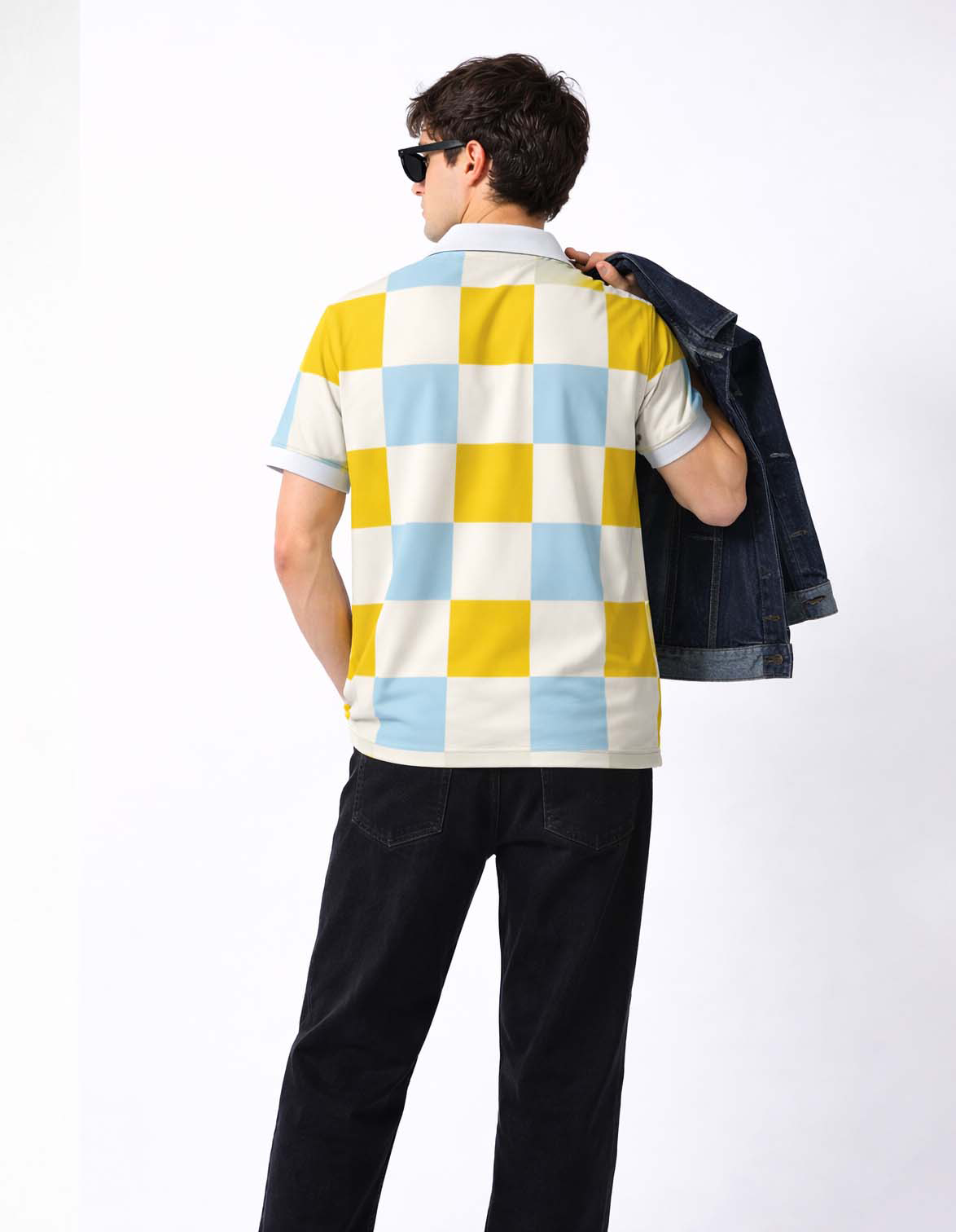 Checkerboard Printed Polo T-Shirt