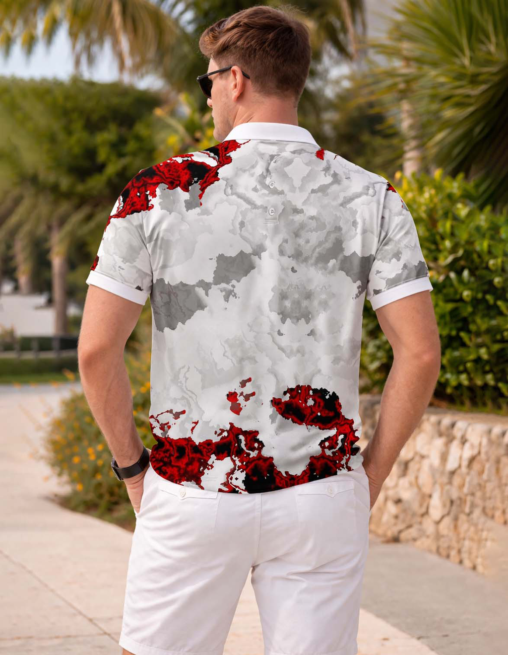 Marble Printed Polo T-Shirt