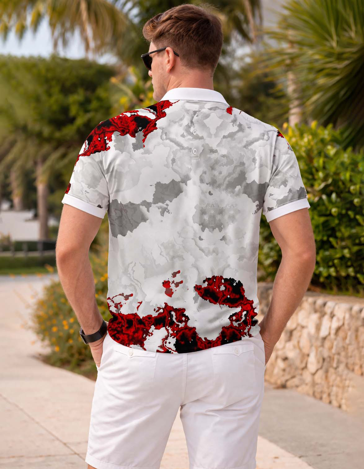 Marble Printed Polo T-Shirt