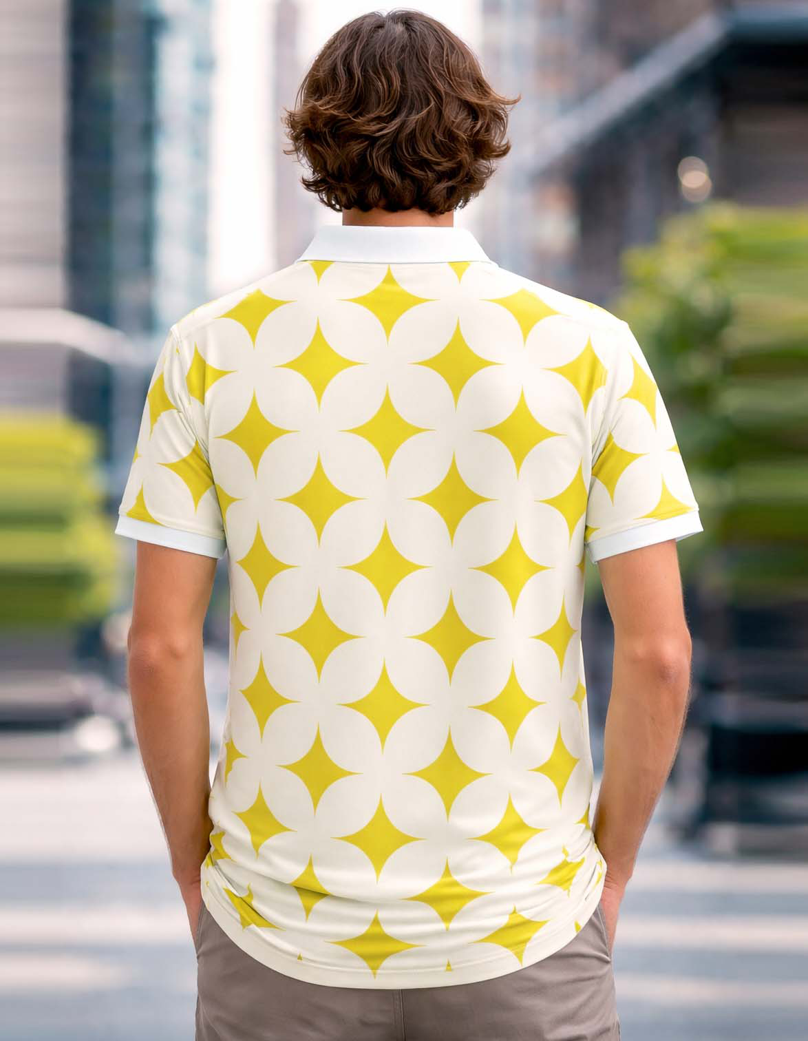 Retro Peel and Stick Printed Polo T-Shirt