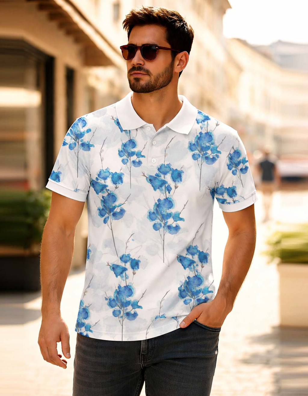 Aurelia Floral Printed Polo T-Shirt #BPP104